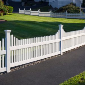 lawn white vinyl picket fencing