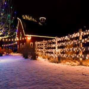 wood fence rail holiday lighting