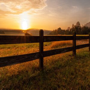 wood split rail fence pasture