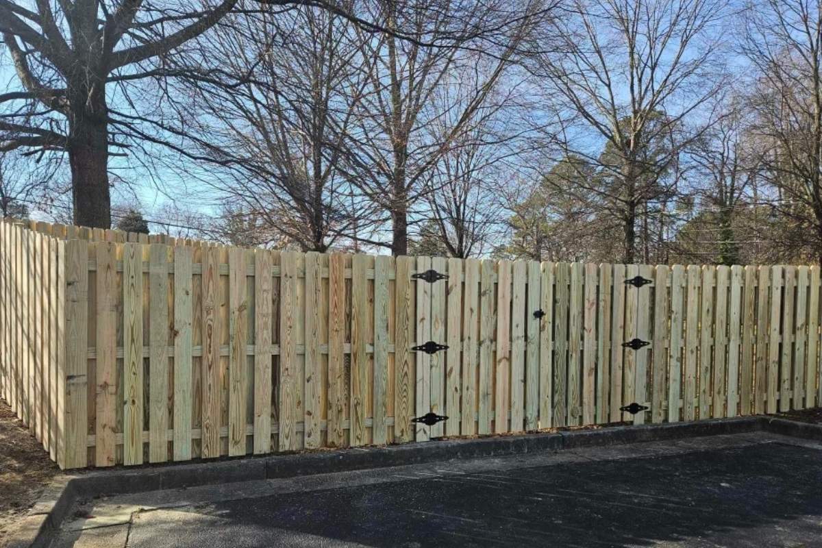 Shadowbox fence and gate