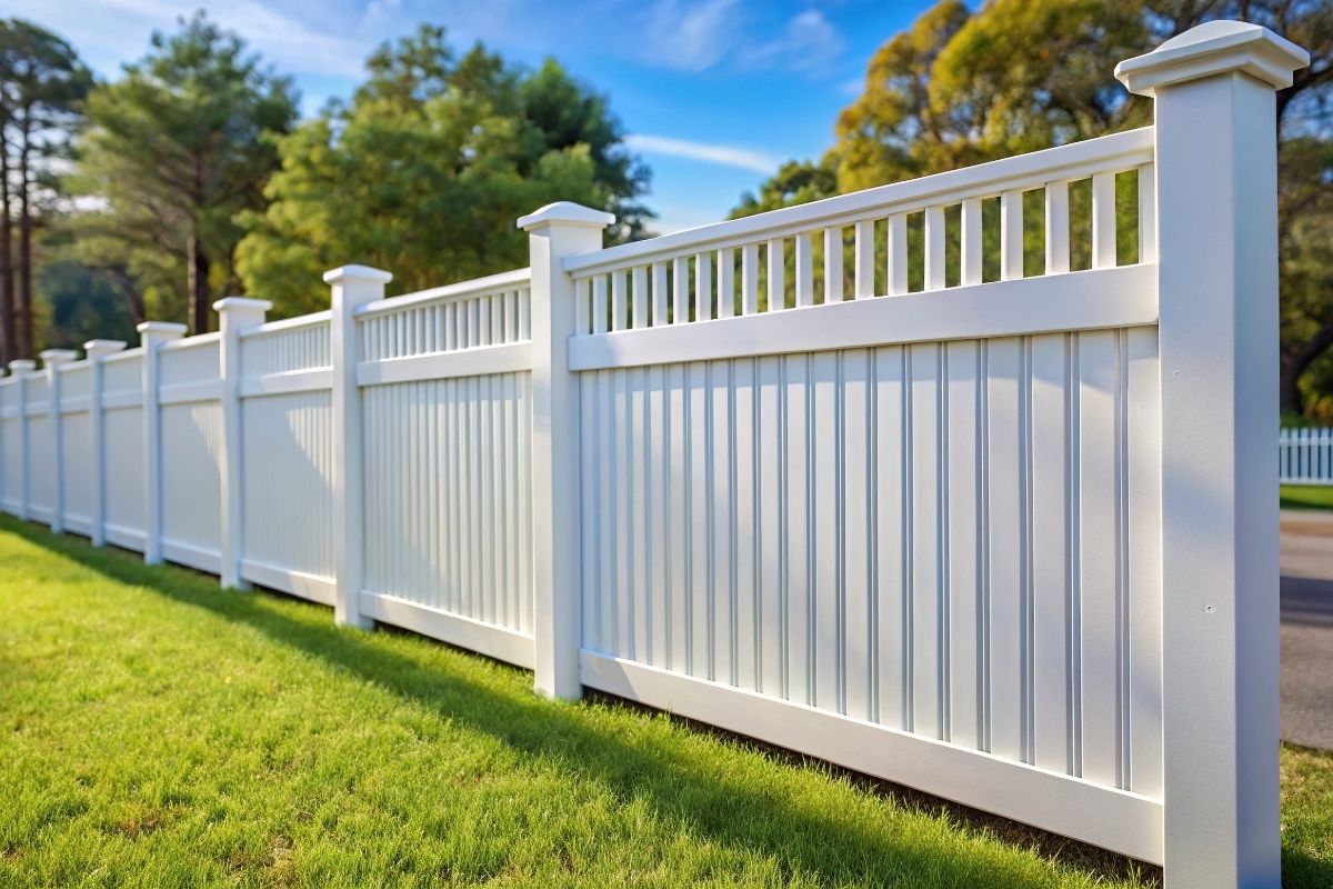 Vinyl lattice top fence with decorative caps