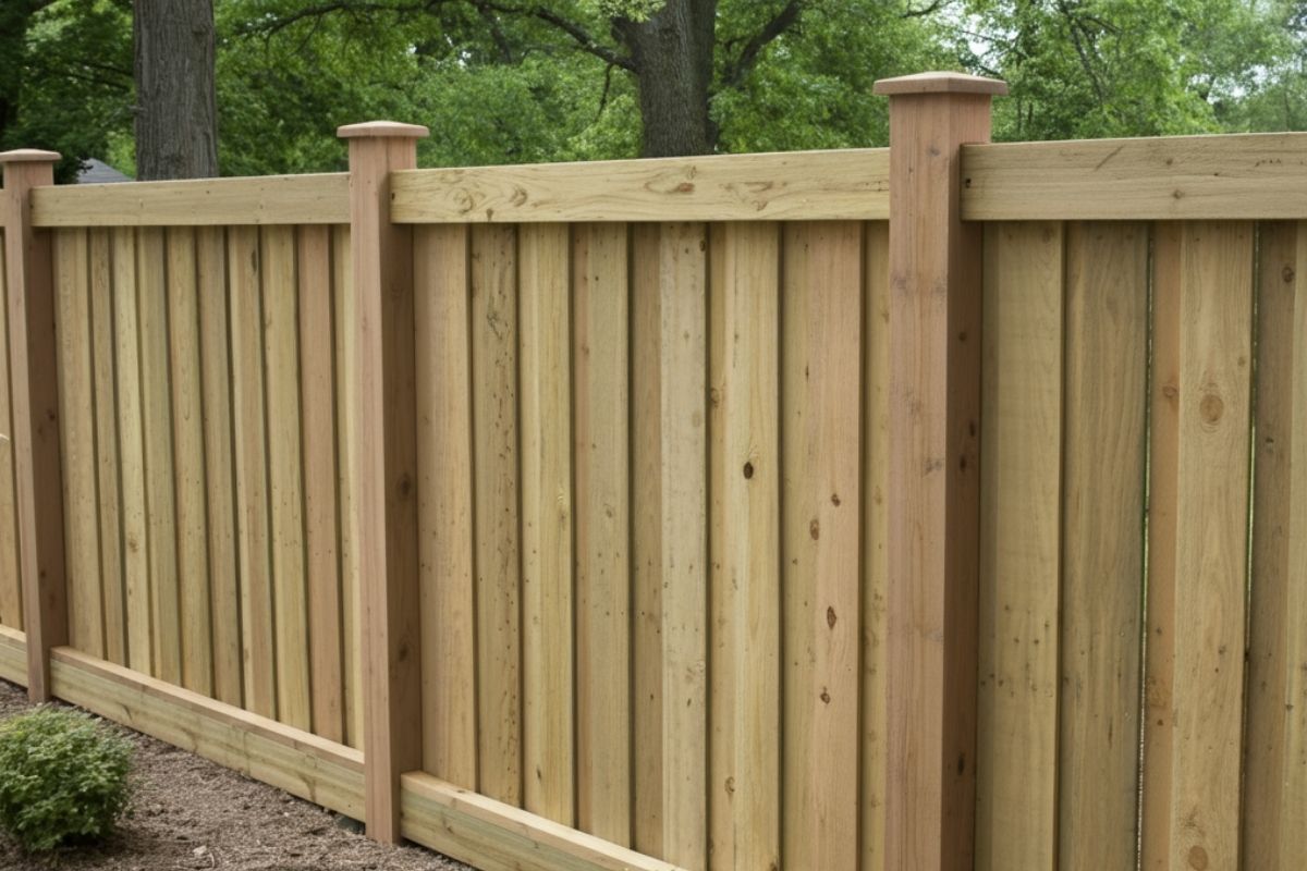 Wood Fence with Post Caps