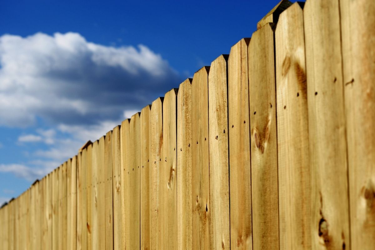 Close of a wood fence and the sky