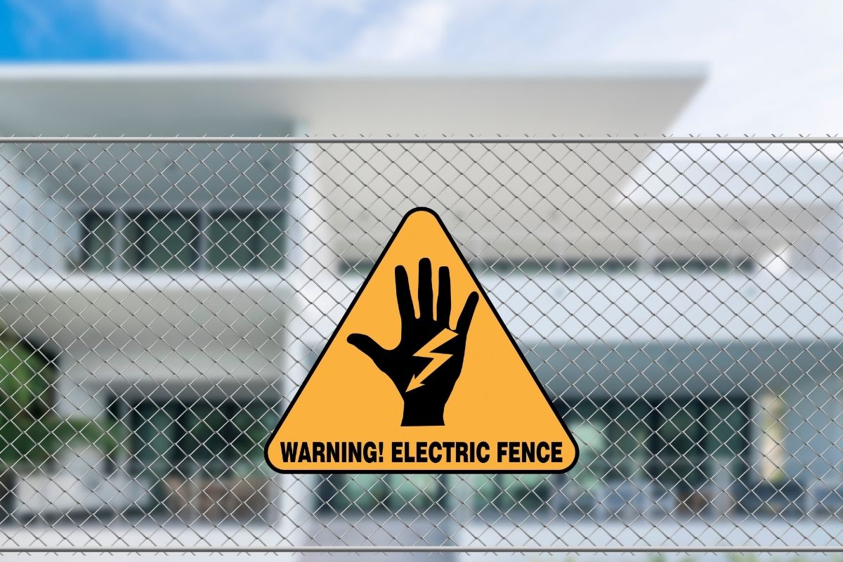 Warning sign on a electric fence