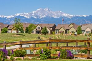 Neighborhood in Fort Collins with ranch rail fence