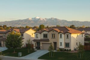 Mountains behind a Fort Collins neighborhood