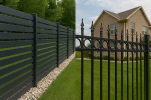 horizontal and vertical metal fence designs