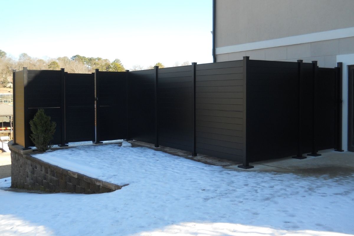 SleekFence horiztonal metal fence installed by Top Rail Fence