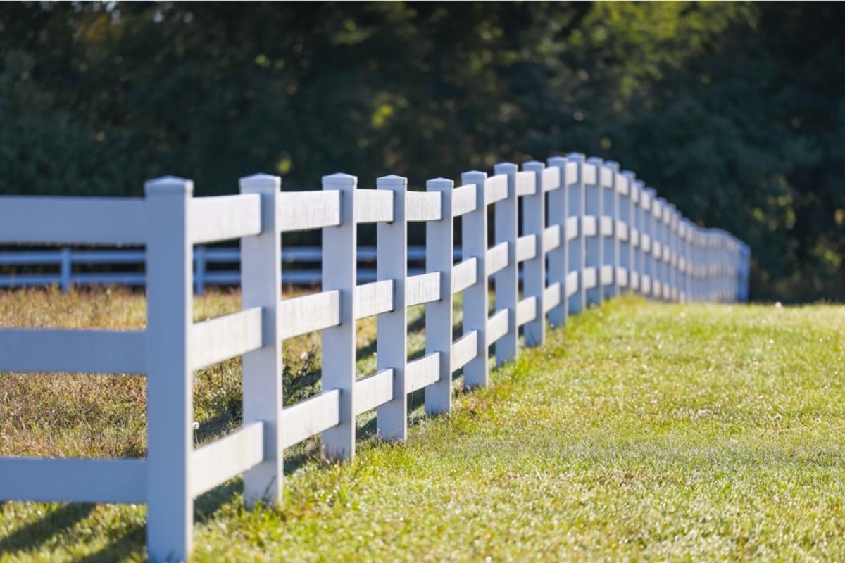 White post rail fence